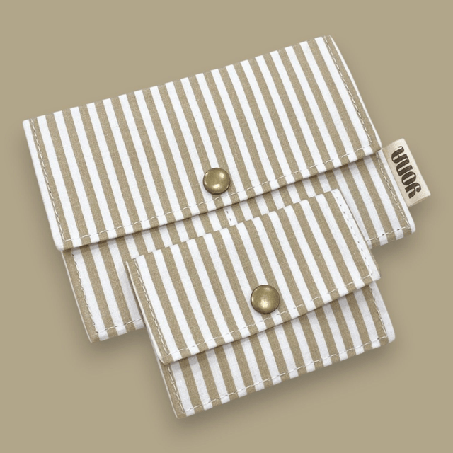 Porte-Carte Rayé Beige