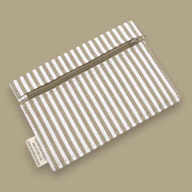 Porte-Feuille Rayé Beige